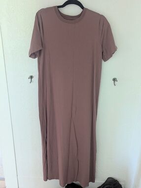 Old Navy Vintage Cotton T-Shirt Maxi Dress Mauve Brown Size Medium Tall